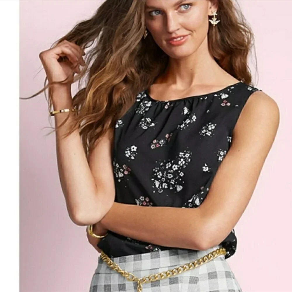 Cabi Misty Sleeveless Ditsy Floral Top Black Multicolour - Picture 3 of 6